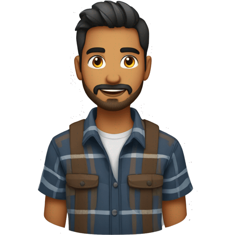 indian young guy with stubble beard in goatee wearing a flannel emoji