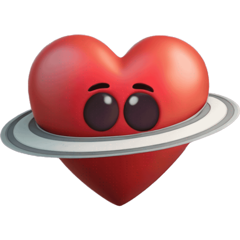 3d heart shape Saturn emoji