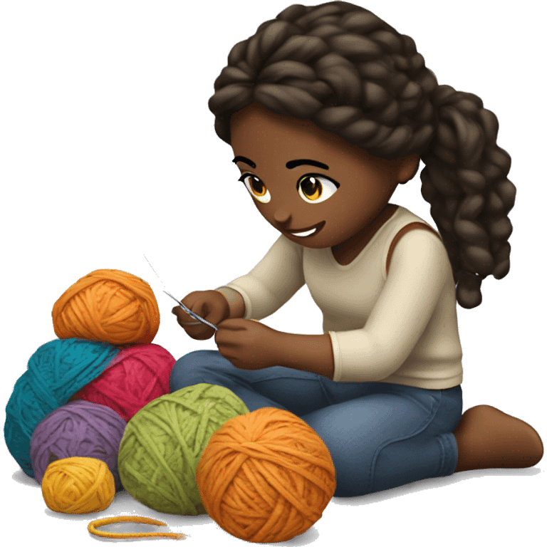 a girl crocheting  emoji