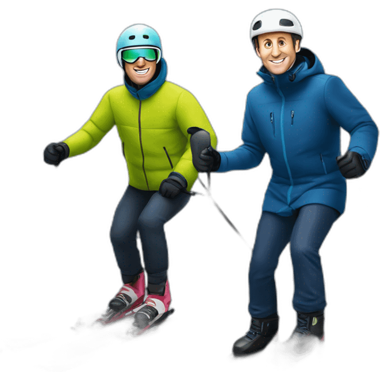 Irln man and Emmanuel Macron skiing emoji