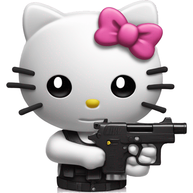 hello kitty with a black watergun emoji