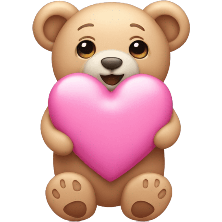 pink heart with a little teddy bear on the side emoji