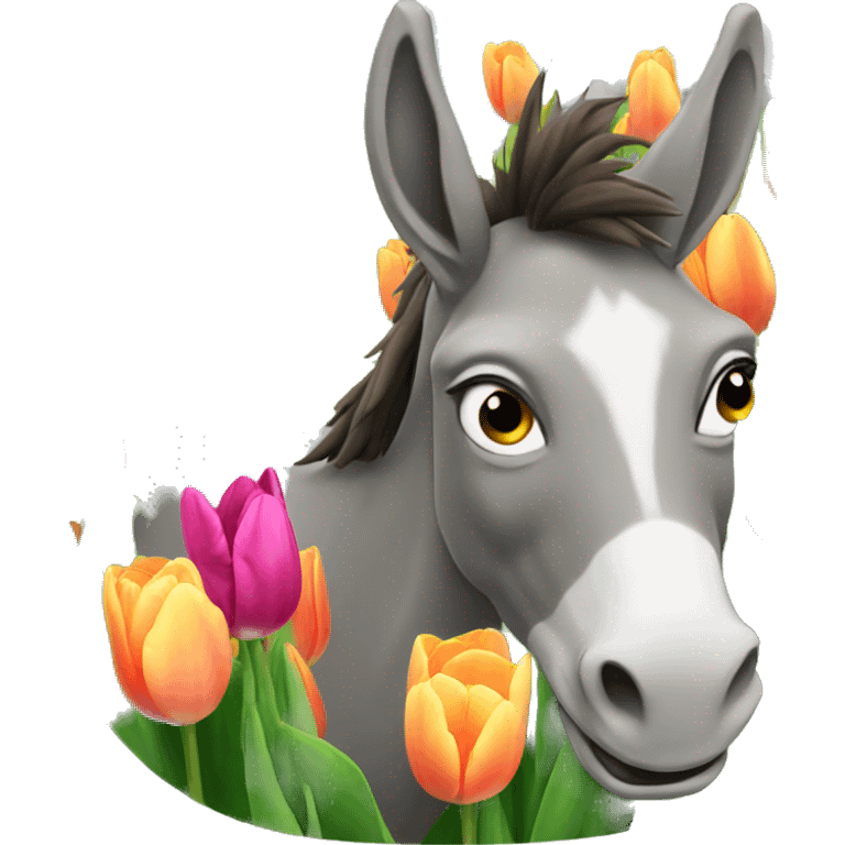 donkey with a tulipe emoji