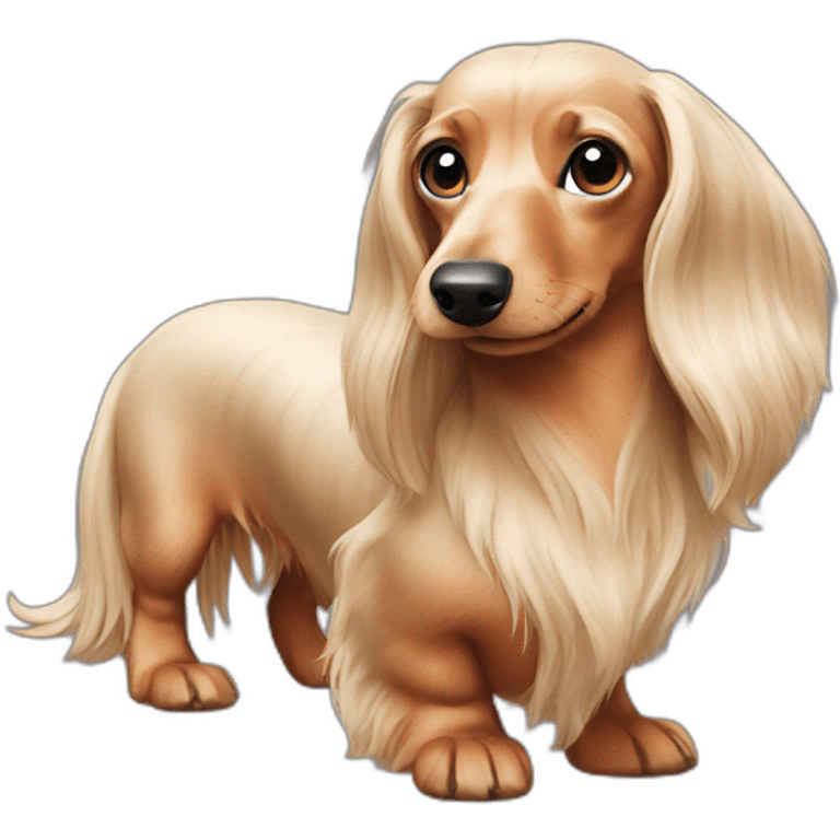 long hair cream Dachshund dog emoji