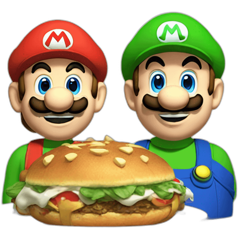 Mario and Luigi eating massa emoji