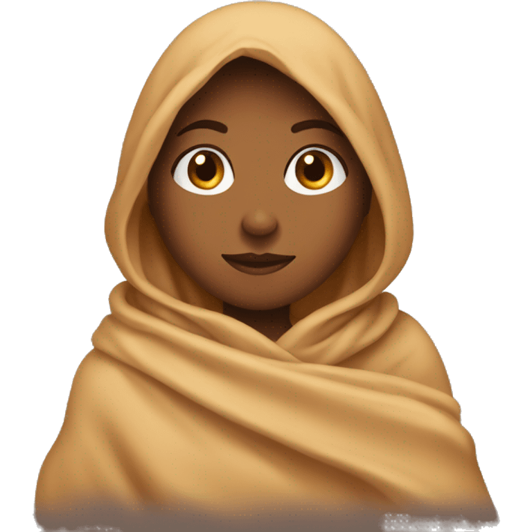 Caramel girl with blanket around her emoji