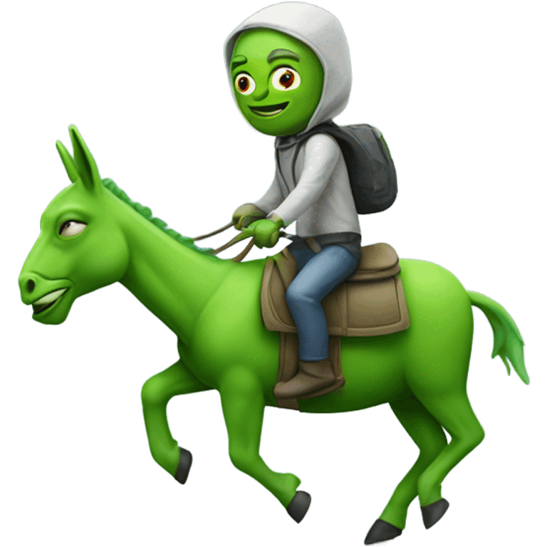 Alien riding a green donkey  emoji