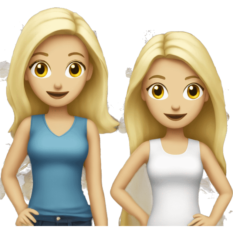 Two blonde white girls shopping emoji