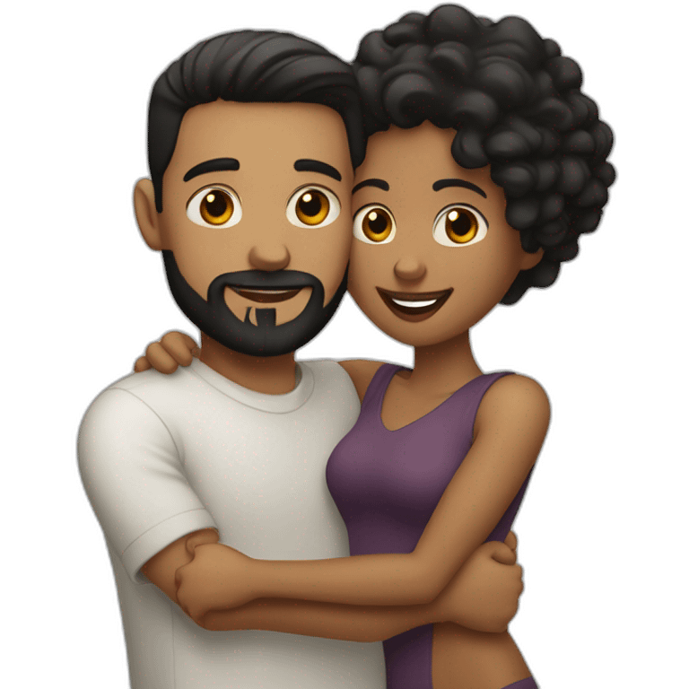 White-man-with-a-smooth-black-hair-cut-fade-and-a-black-beard-hugging-a-black-woman-with-long-brown-waved-hair emoji