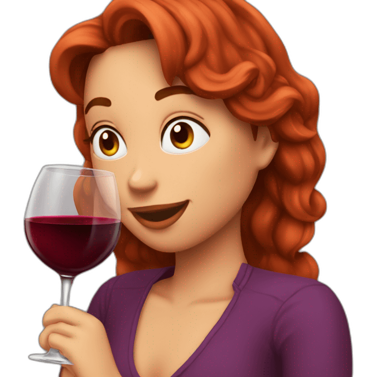 Ruiva tomando vinho emoji