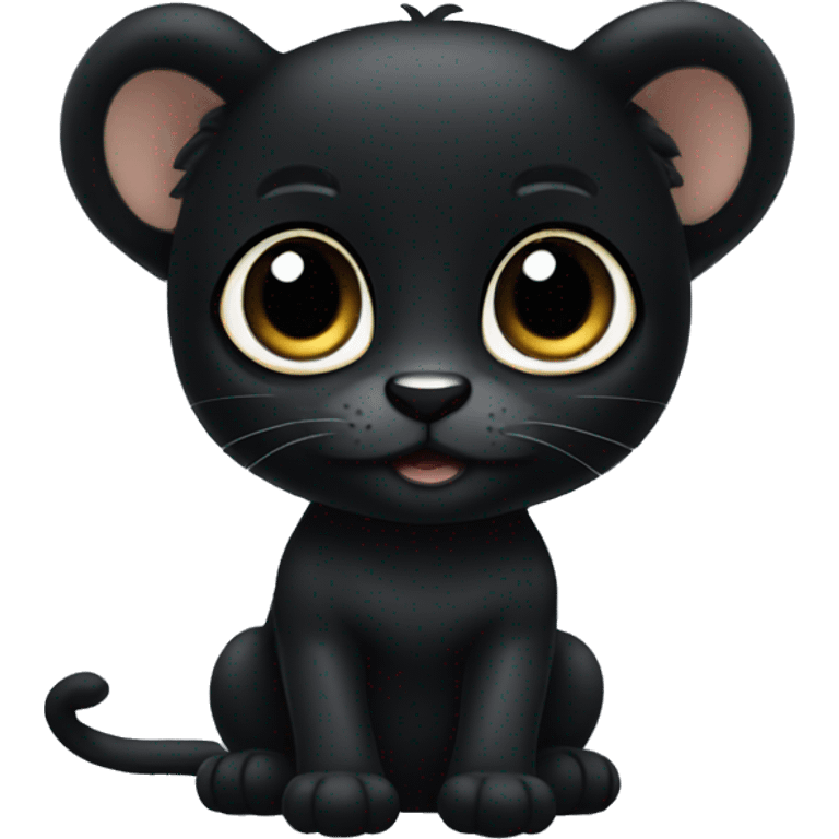 cute baby black panter with big eyes emoji