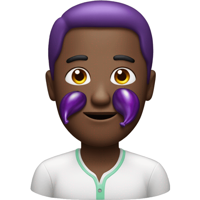 Man with eggplant emoji stuffed in cheeks  emoji