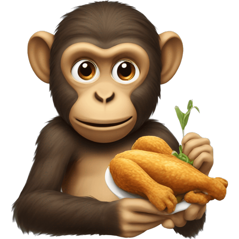 Monkey eating chicken emoji