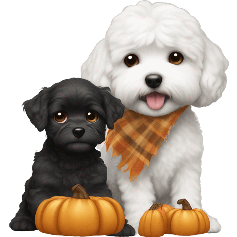 Black girl with a white maltipoo wishing a happy Thanksgiving  emoji