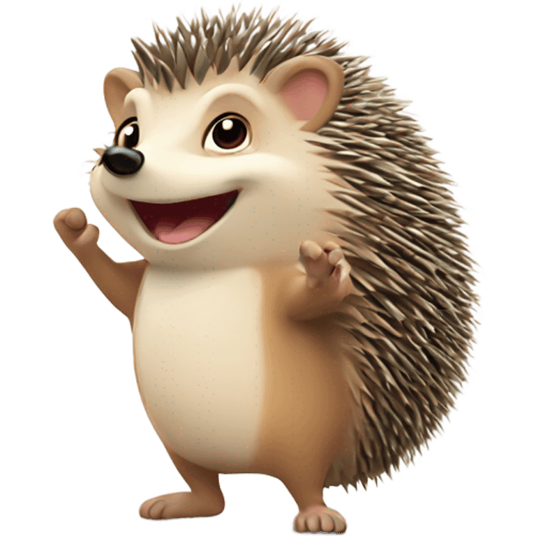 Hedgehog waving hi emoji