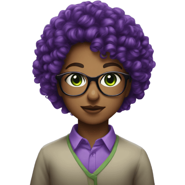 bold hair dr green eyes with glasses kissing  cute curly girl wearing purple   emoji