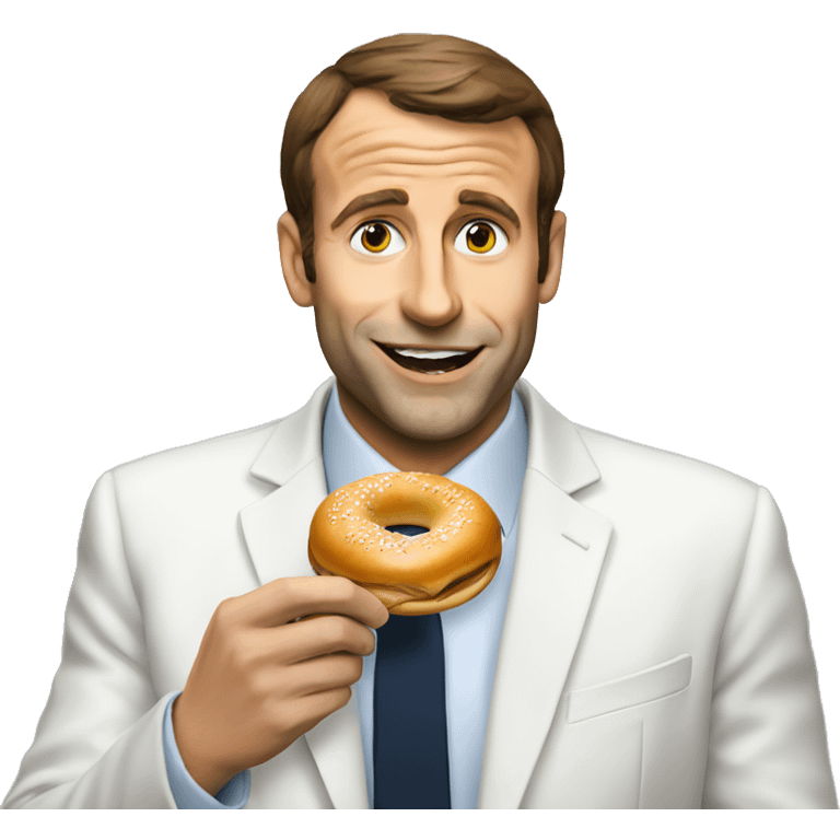 Macron eating bagel  emoji