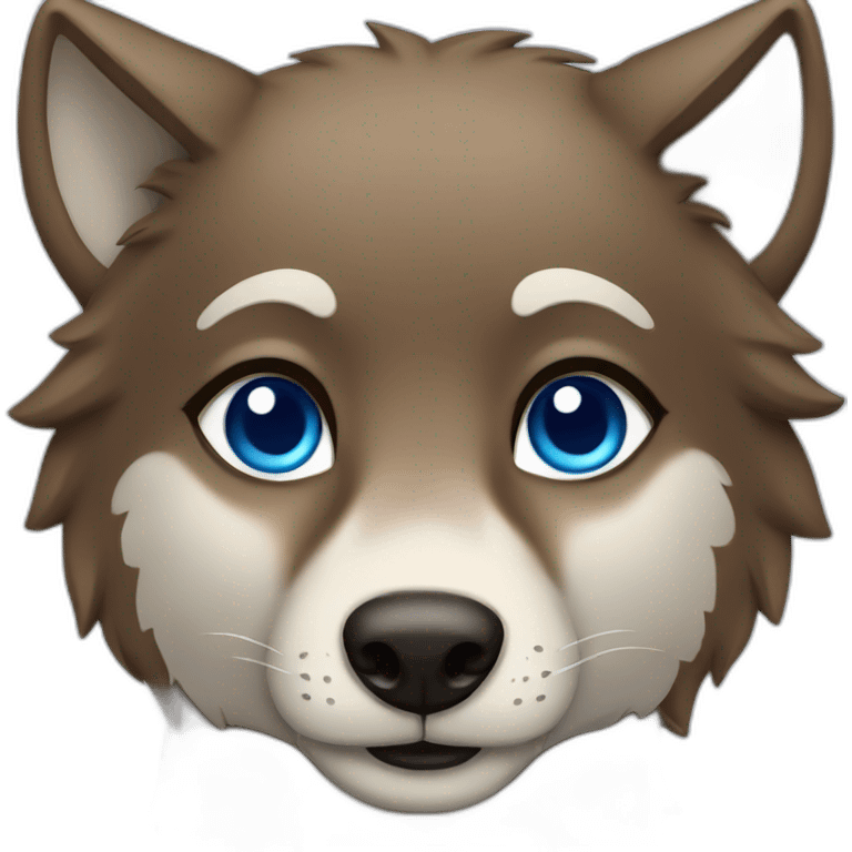 Brown female wolf blue eyes  emoji