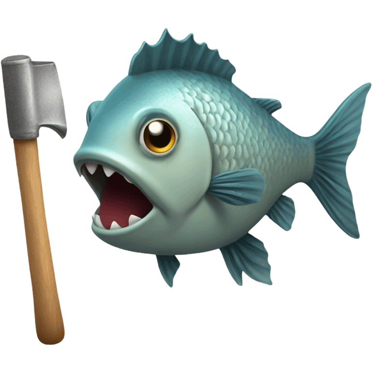 Fish with spikes and hammer emoji