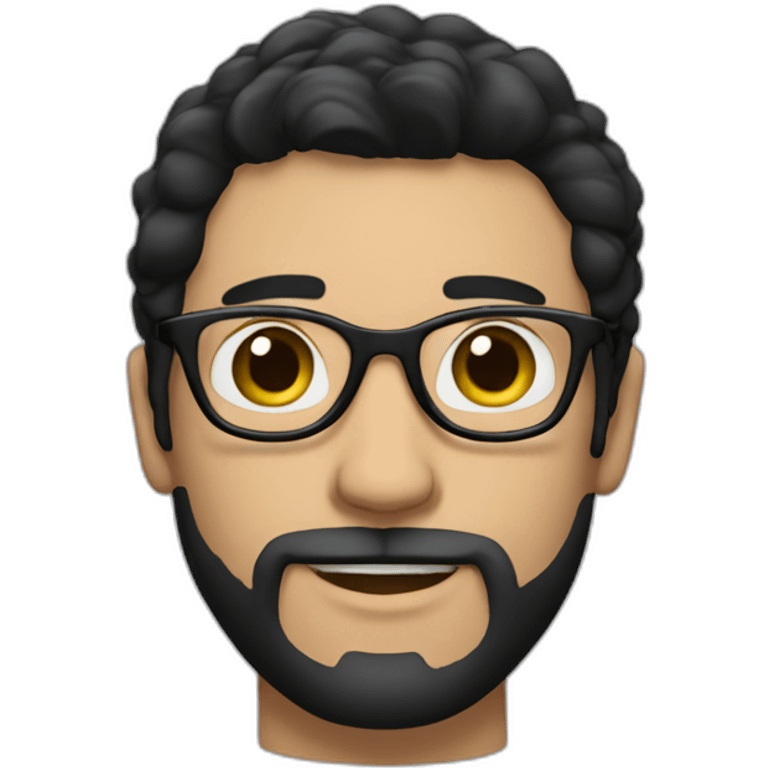 Brunette guy with beard; glasses; black hair emoji