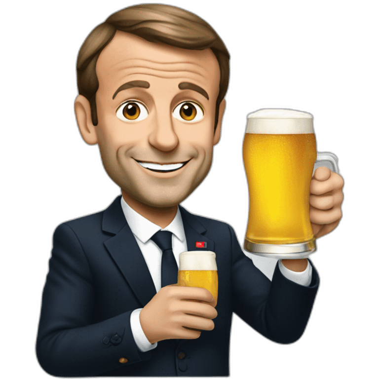 Emmanuel Macron holding a beer emoji