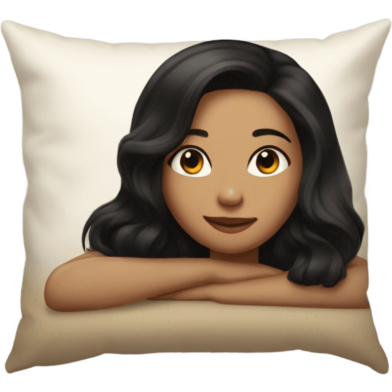 sleeping beauty black hair shoulder length hair light brown girl with silk pillow laying on side emoji