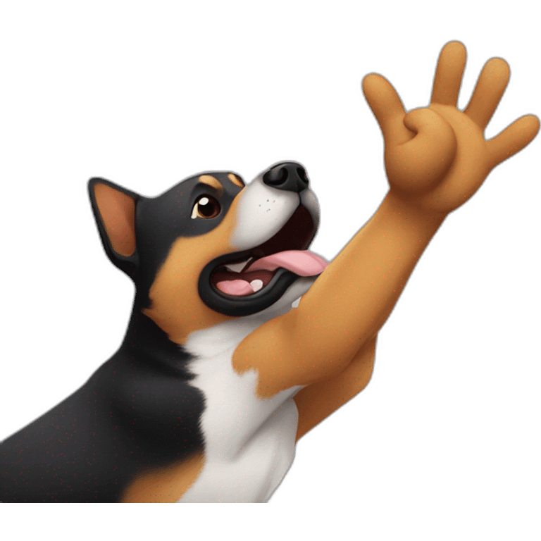 Dog doing high five emoji