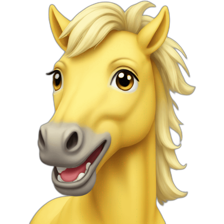 Yellow Kittel horse with Long her and big smile emoji