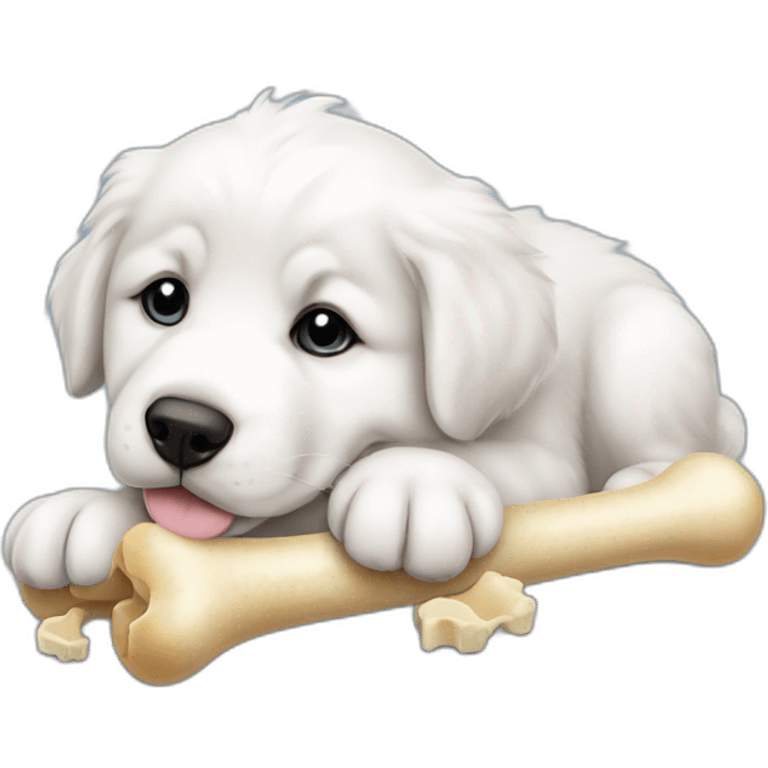 Great pyrenees puppy with a bone emoji