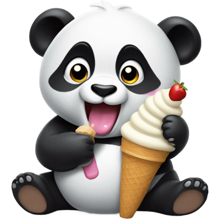 Panda eating ice cream emoji