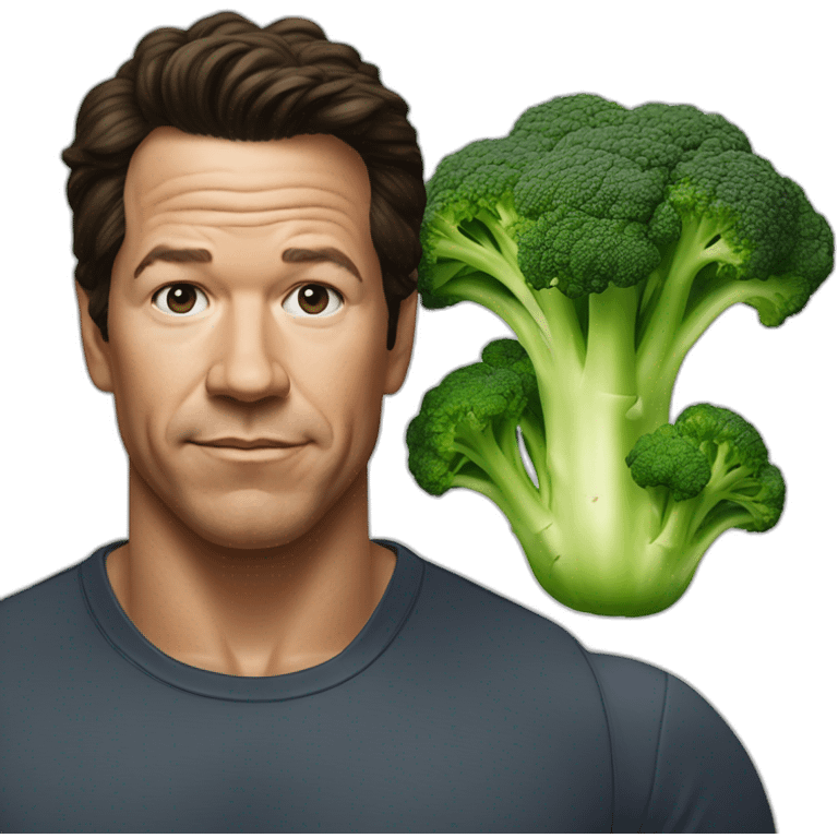 mark whalberg with a broccoli head emoji