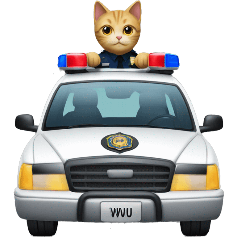 cat driving a police car "viwuviwu" emoji