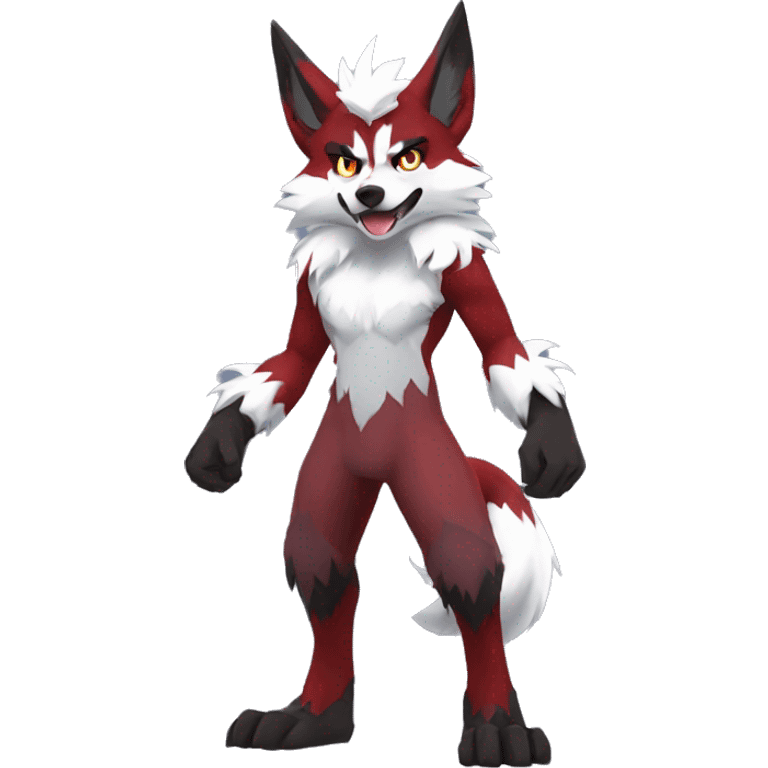 Anthro-Lycanroc-Red-White-Werewolf-Midnight-form Full Body emoji