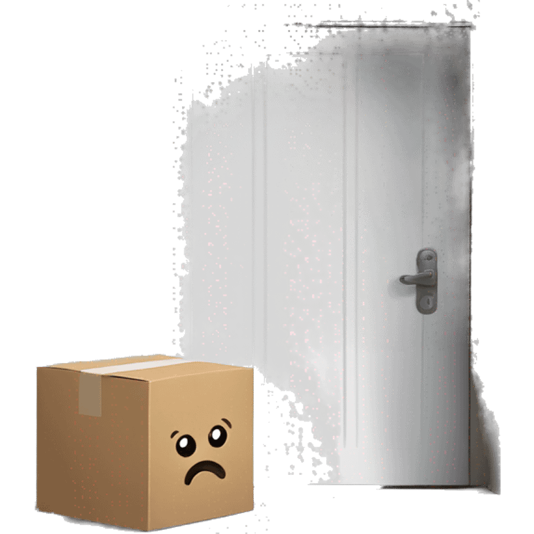 white door with cardboard box in front of it emoji