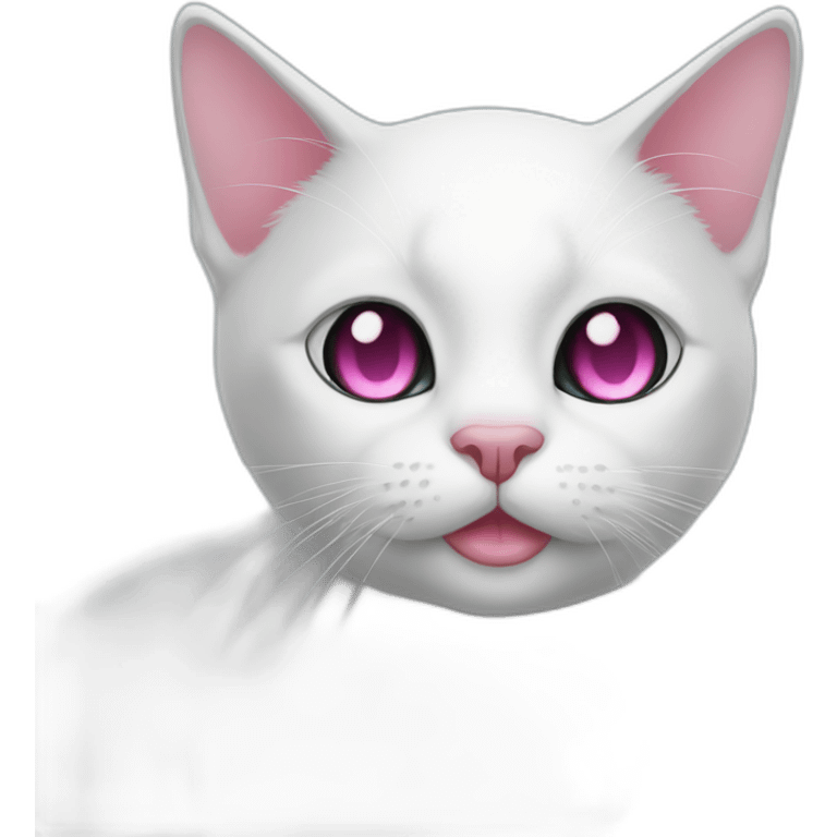 White and black cat with pink nose  emoji