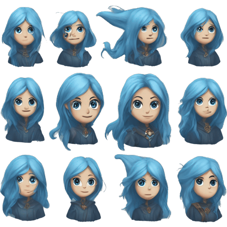 ranni the witch, blue skin, blue hair, blue clothes, the ice witch, elden ring emoji