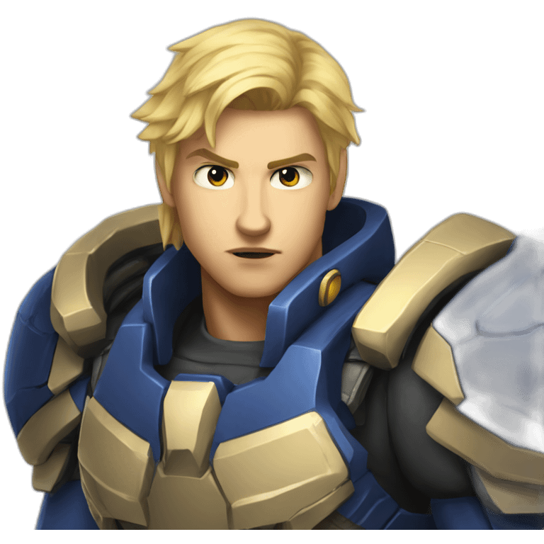 starcraft blonde hair marine male with a tough face expression emoji