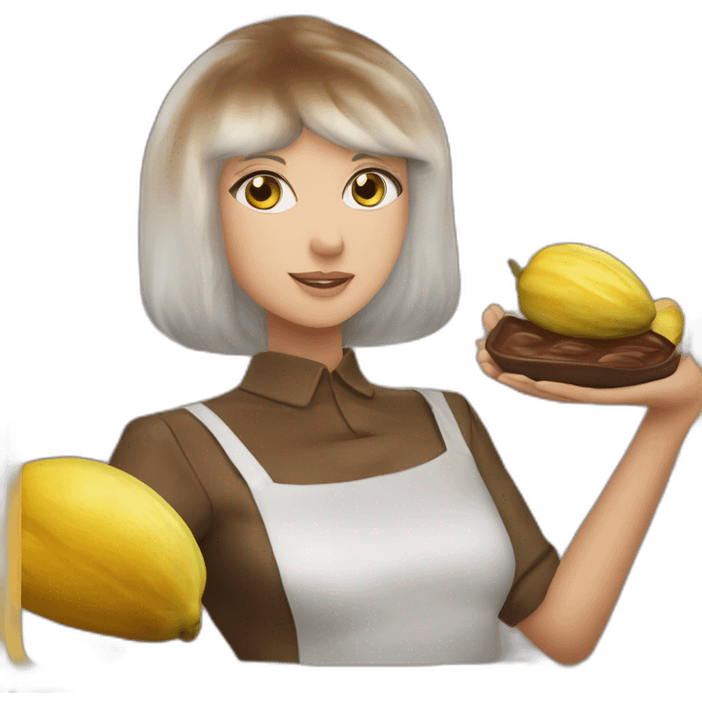 ￼ Une personne mange une fève de cacao ￼ emoji