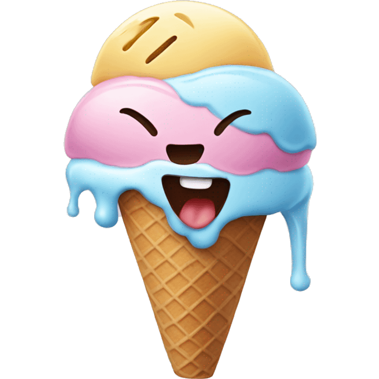 Ice cream with combined with a smiley emoji