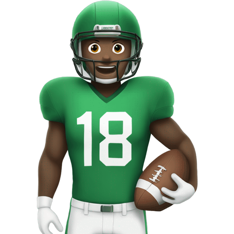 Football player wearing green emoji