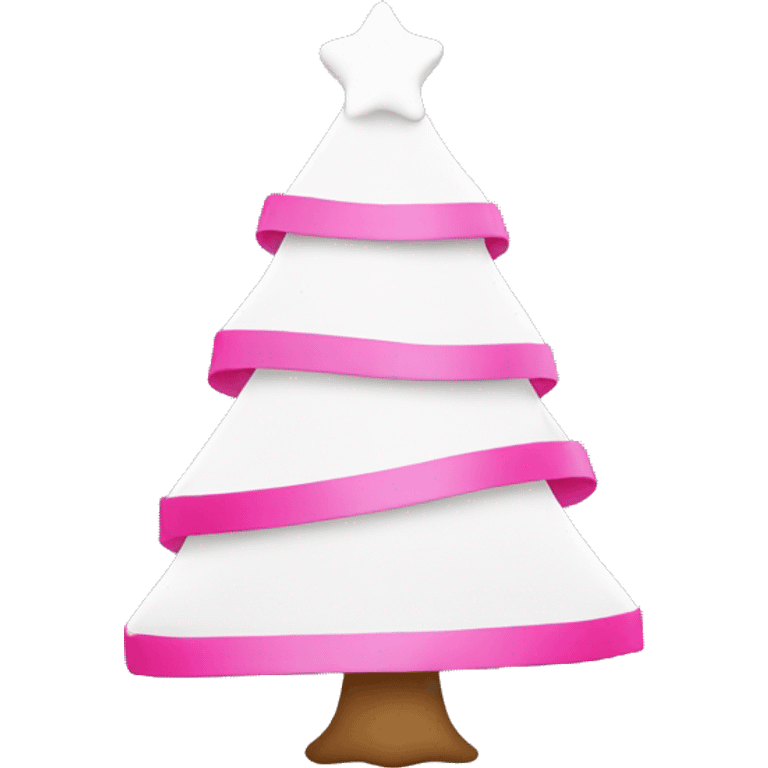 White Christmas tree with pink ribbon  emoji