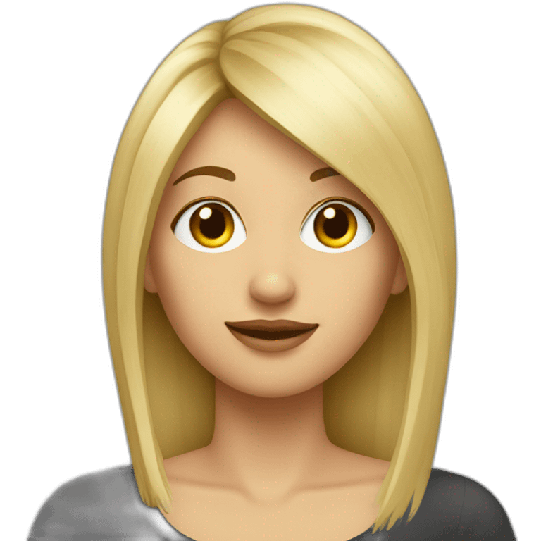 Mujer rubia pelo largo y con flequillo emoji