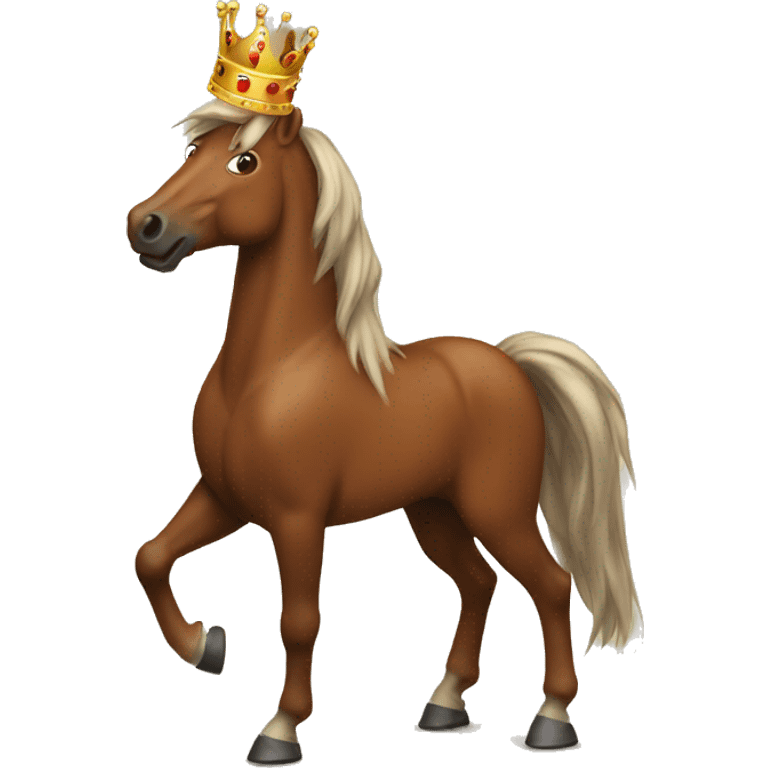 Make me a huge brown horse with a crown emoji