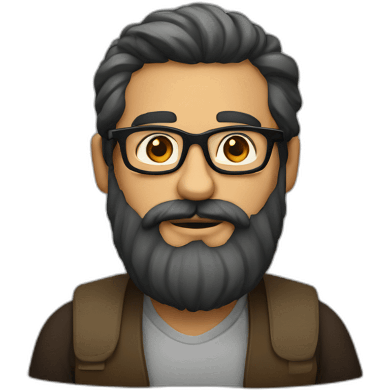 barbu brun à lunettes emoji