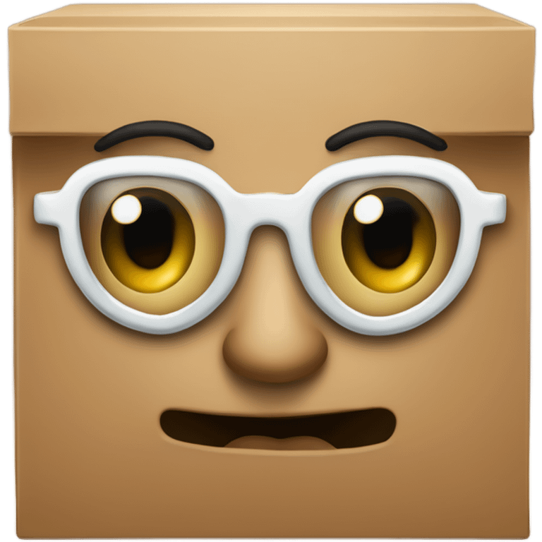 caja inteligente con lentes encima de un corazon gigante emoji