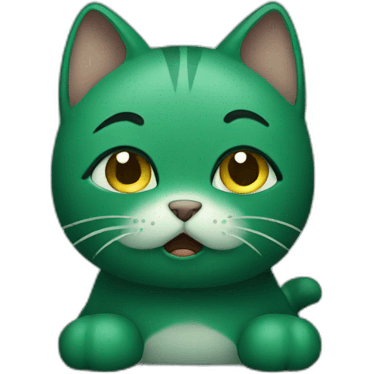 a tiny sad dark green cat crying emoji