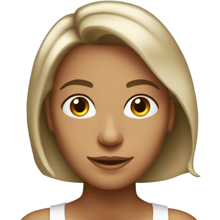 White 30 year old women tanned with medium bob brown  emoji