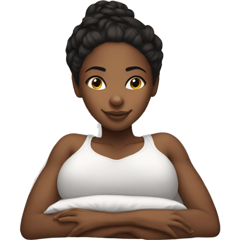 Black girl in a bun laying down on a pillow emoji