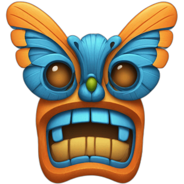 Tiki with colors blue and orange-butterfly-tornado emoji