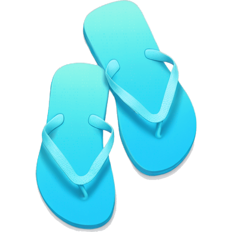 Realistic light blue gradient pair of summer flip flops isolated. emoji